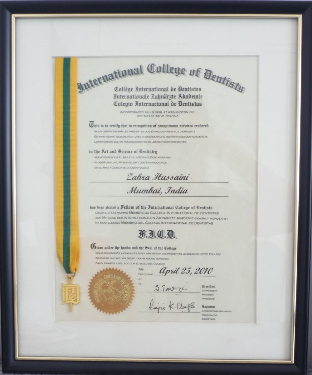 Fellowship, International College of Dentists